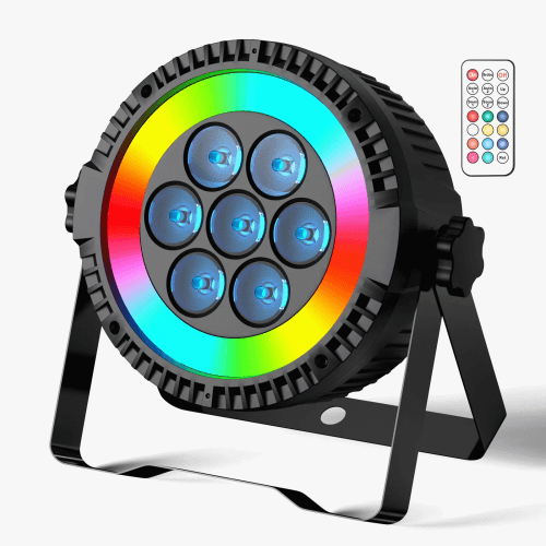 DJLicht 75W 4 in 1 RGBW Matrix Led Par met kleurenring en afstandsbediening