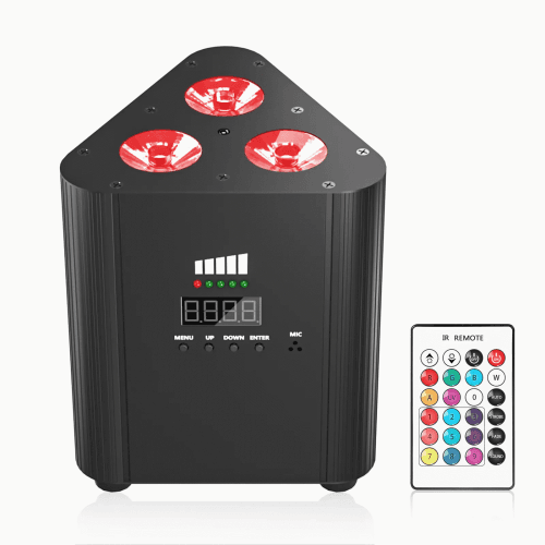 DJLicht 12W RGBW 4 in 1 Uplicht met accu en afstandsbediening