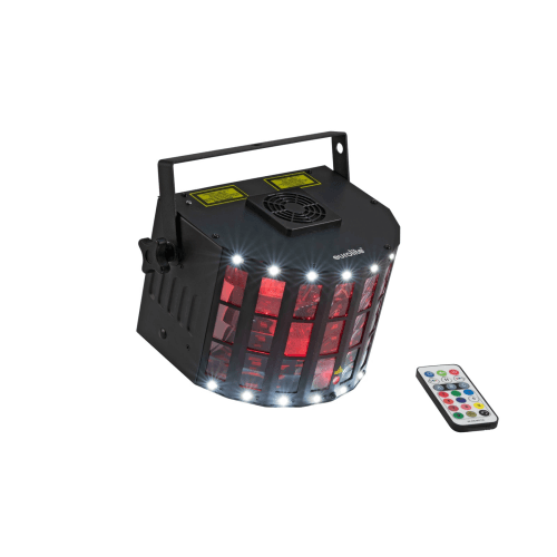 EUROLITE LED Laser Derby MK2 DMX light effect with RG laser (2M), rotating LED derby, stroboscope and IR remote control