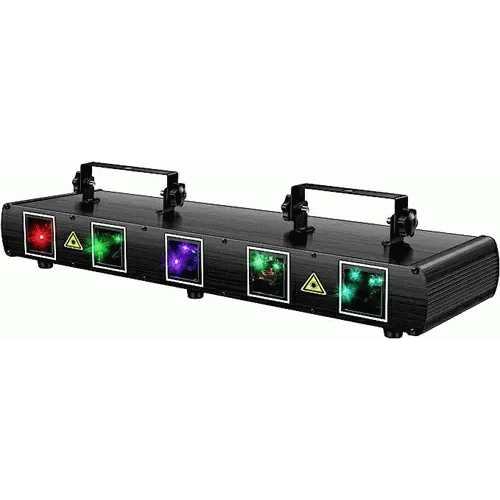 DJLicht laser RGBYC met 5 stralen en afstandsbediening