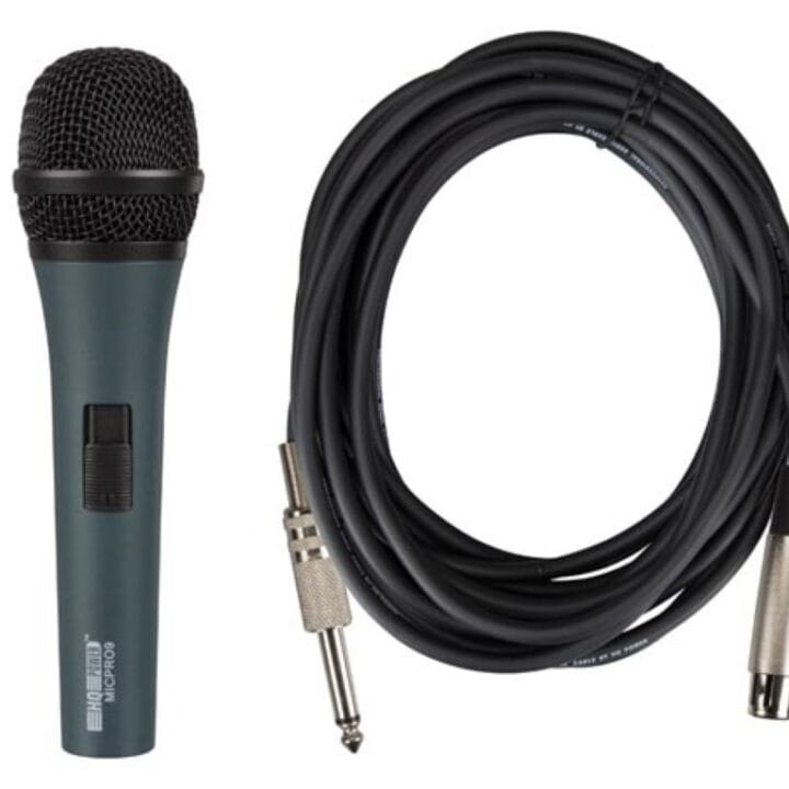 Microfoon, dynamisch, unidirectioneel, 4.5 m kabel, met koffer, zwart