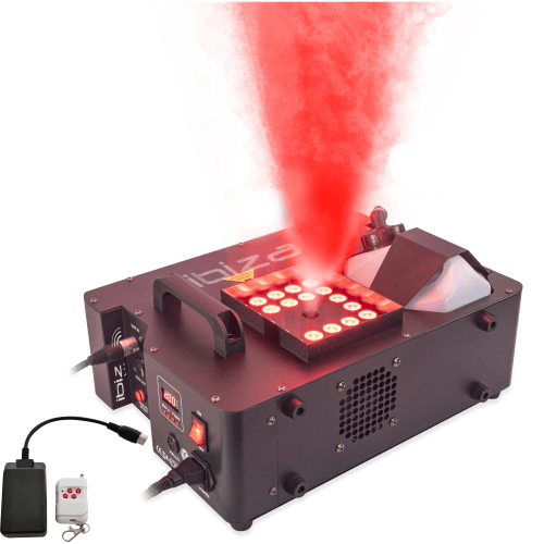 ERUPTION-1500 DMX BESTUURDE VERTICALEHORIZONTALE 1500W MISTMACHINE MET RGB LEDs