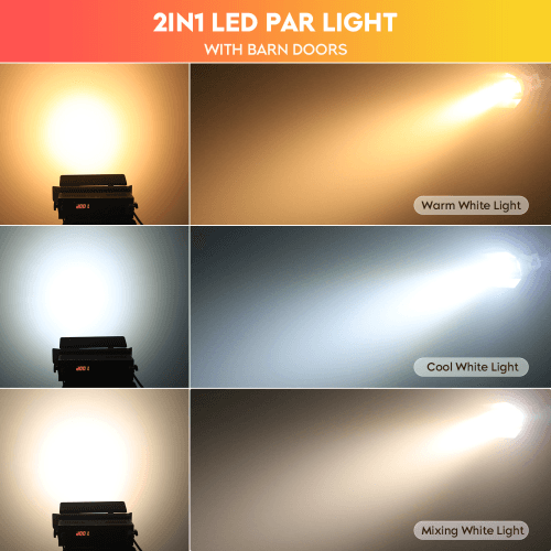 DJLicht 200W COB 4 ogen ledpar met kleppen Wit en Warmwit - Image 2