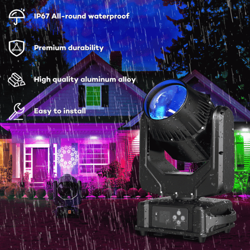DJLicht 250W beam Movinghead waterdicht met 17 gobo's en 13 kleuren - Image 2