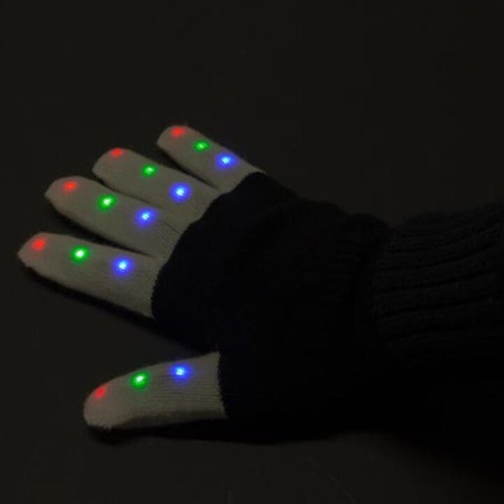 Handschoenen met leds, zwart/wit
