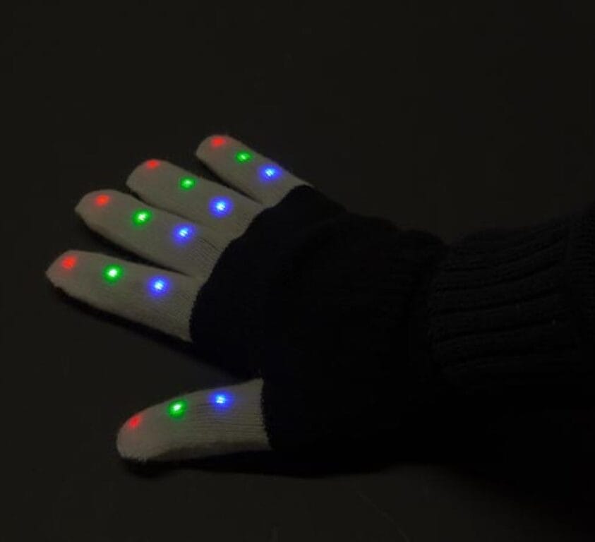 Handschoenen met leds, zwart/wit