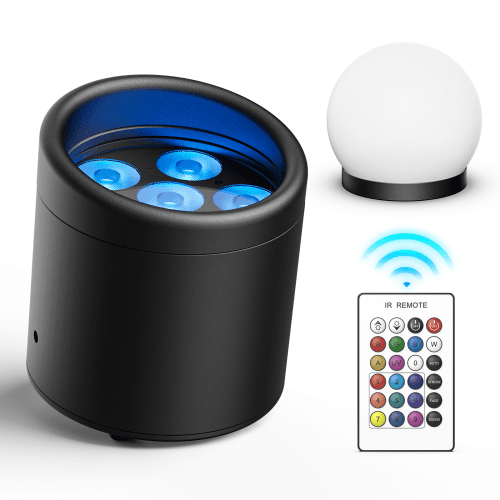 DJLicht 6x18W Waterdicht uplicht rond met bal RGBW+UV met accu app en afstandsbediening - Image 3