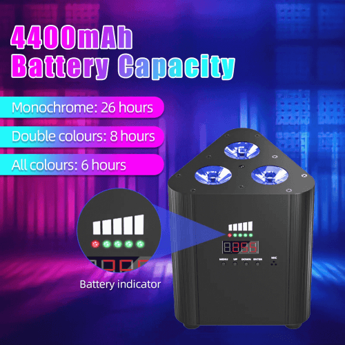 DJLicht 12W RGBW 4 in 1 Uplicht met accu en afstandsbediening - Image 3