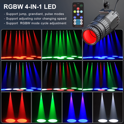 DJLicht 10W 4 in 1 pinspot RGBW met afstandsbediening - Image 3