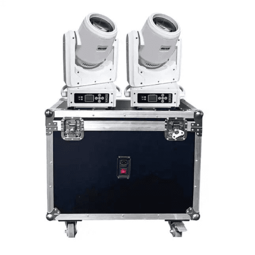 Bundel 2x DJLicht 100W Beam Movinghead Wit met accu en oplaad case