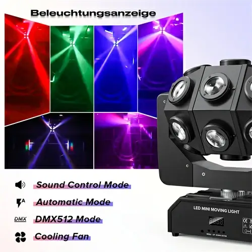 DJLicht 180W RGBW ronddraaiende movinghead met 18LEDS en Strobo functie - Image 5