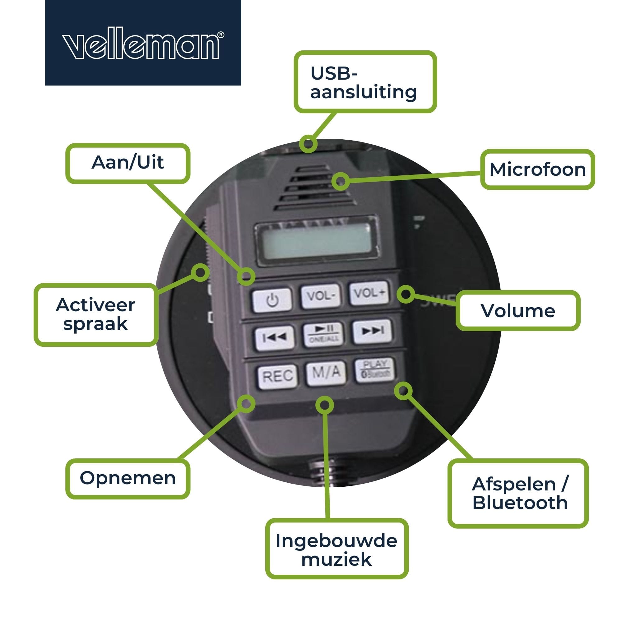 Krachtige 50 W megafoon met ingebouwde sirene opname van 700 seconden - Image 6