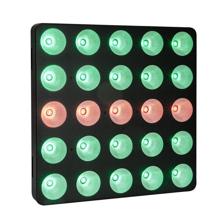 EUROLITE LED Pixel Matrix Panel 5x5 RGBWW Matrixspot met RGB/WW-leds, pixelcontrole en macro's voor reeksen, letters en cijfers