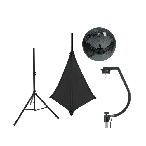 Bundel EUROLITE Set Mirror ball 30cm black with stand and tripod cover black