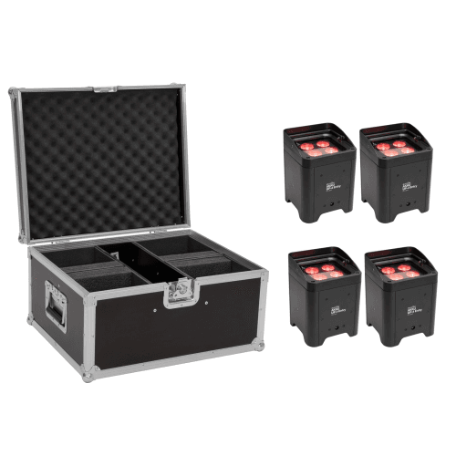 Bundel EUROLITE Set 4x AKKU UP-4 Entry QCL Spot + Case