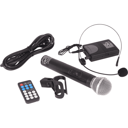 PORT15VHF-BT DRAAGBAAR STAND-ALONE PA SYSTEEM 15”/38CM MET USB-MP3, BT, REC, VOX & 2 X VHF MICROFOONS - Image 2