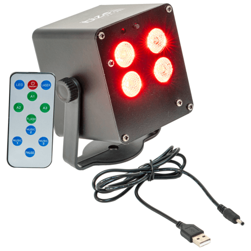 TINYLED-RGB-WASH 4x 3W RGB LED WASH EFFECT IN ZAKFORMAAT OP BATTERIJ