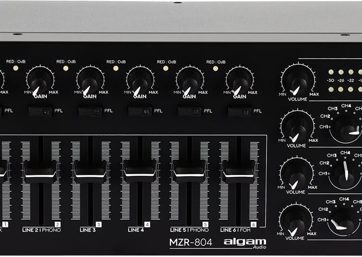 ALGAM AUDIO - SAA MZR-804 4-Zone Mixer-Zoner 6 + 2 Inputs