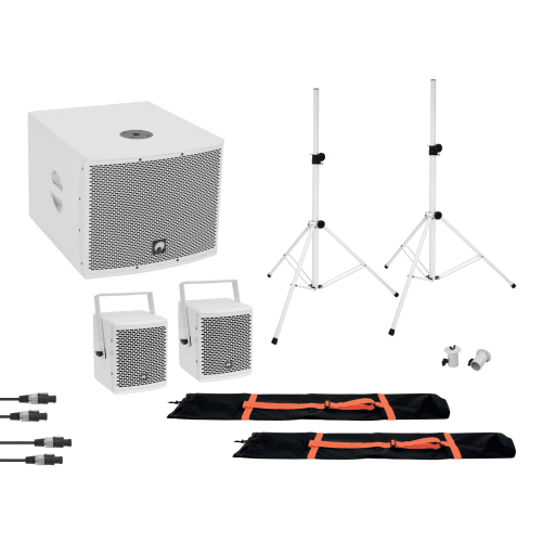 OMNITRONIC Set MOLLY 2.1 Active System Sub + 2x Top + Accessories, white