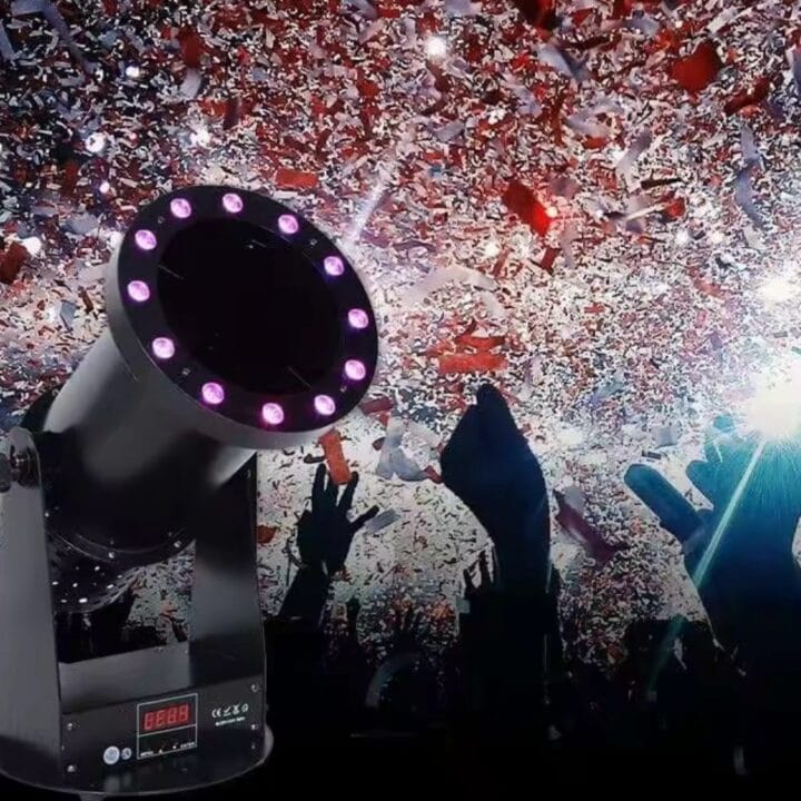 DJLicht 1500 confetti launcher Confetti Storm met RGBW leds DMX en Afstandsbediening