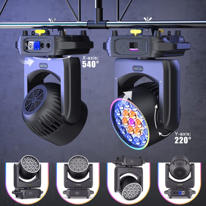 Stunt actie! DJLicht 220W RGBW 19x8 movinghead met ledring! - Image 7
