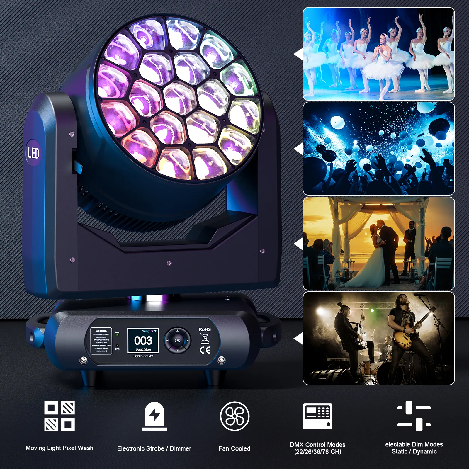 DJLicht 19x40 movinghead BeeEye RGBW Zoom - Image 2