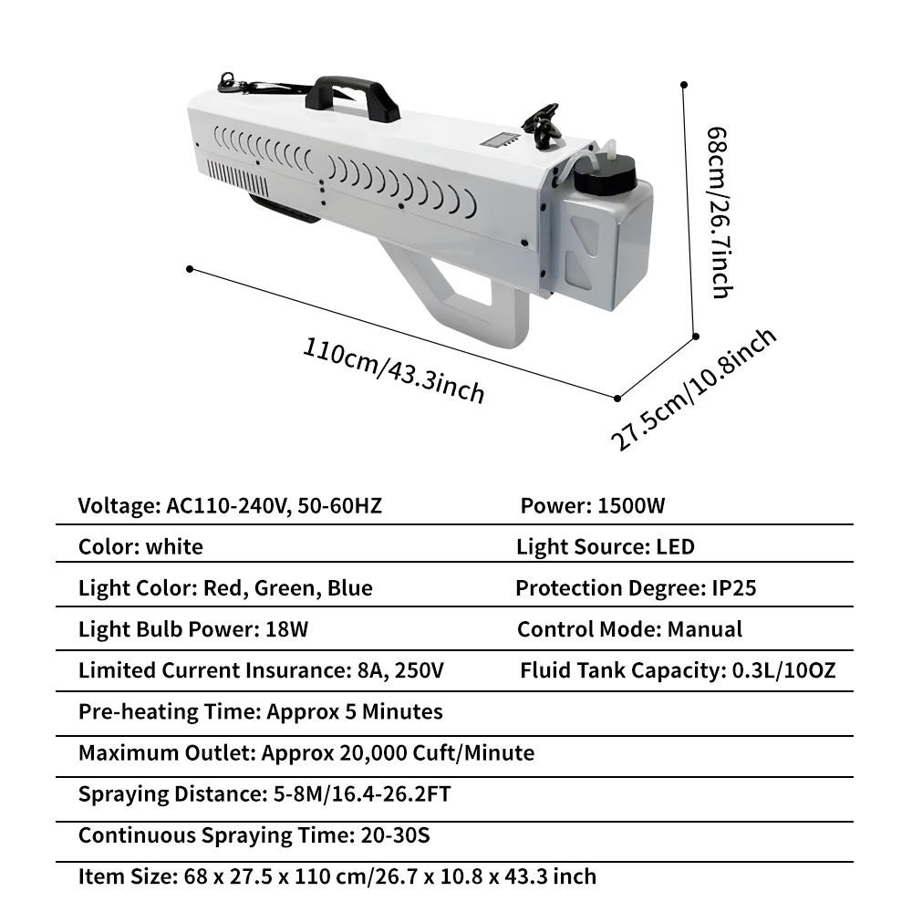 DJLicht 1500W rookmachine handgun co2 effect Wit - Image 3