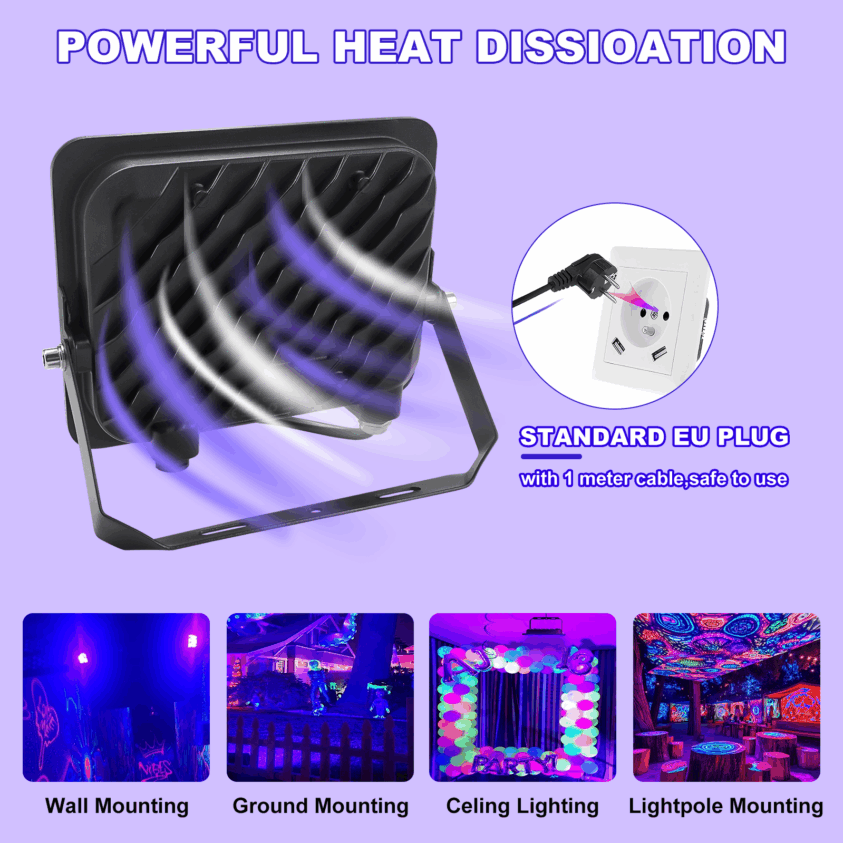 DJLicht 100W UV LED Floodlight IP66 Waterdicht - Image 6