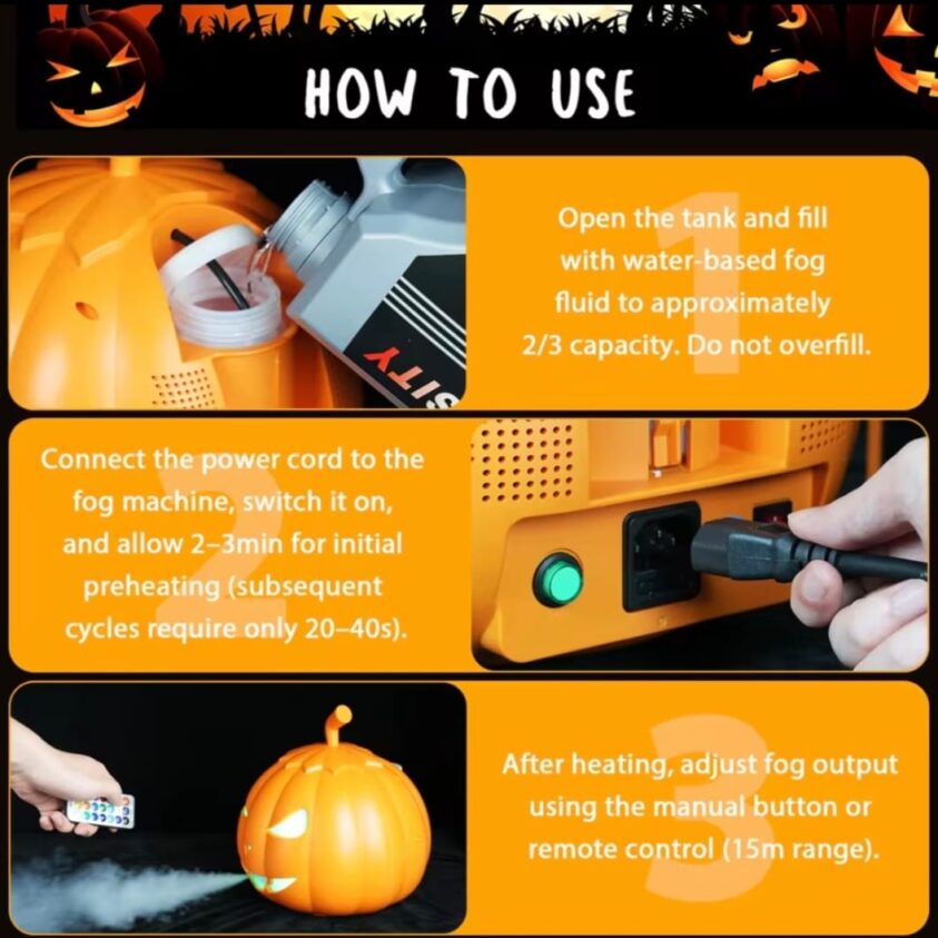 DJLicht 600W Halloween rookmachine pompoen met rgb leds - Image 5