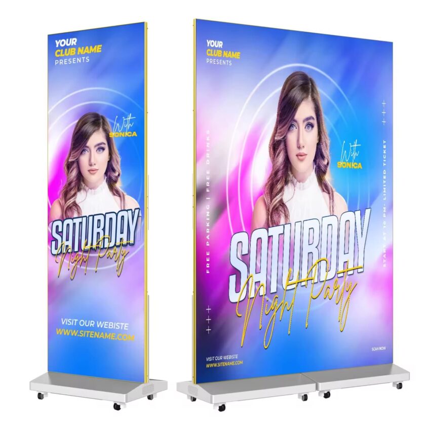 DJLicht led display klapbaar zuil Reclamezuil 192cm hoog GOB Leds