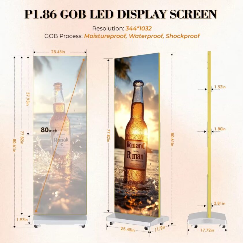DJLicht led display klapbaar zuil Reclamezuil 204cm hoog GOB Leds - Image 4