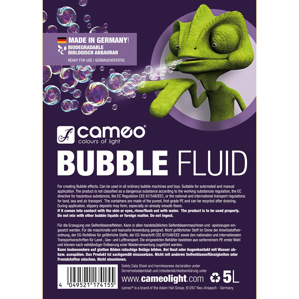 Cameo Bubble Fluid bellenblaasvloeistof 5L