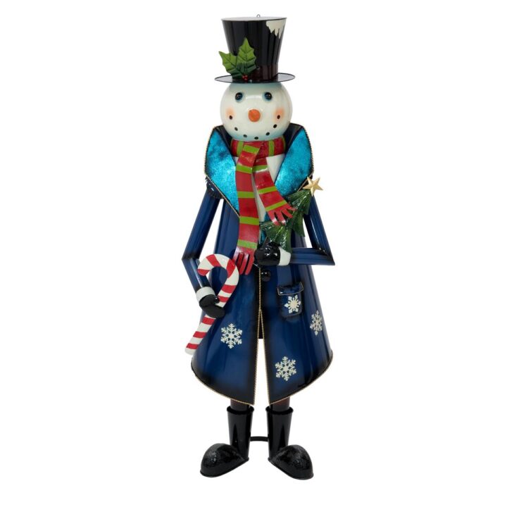 EUROPALMS Snowman with Coat Metal 150cm blue