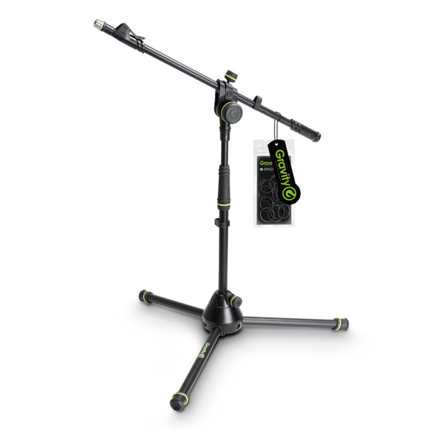 Gravity MS4222B Laag microfoonstatief met driepoot en telescopische hengel