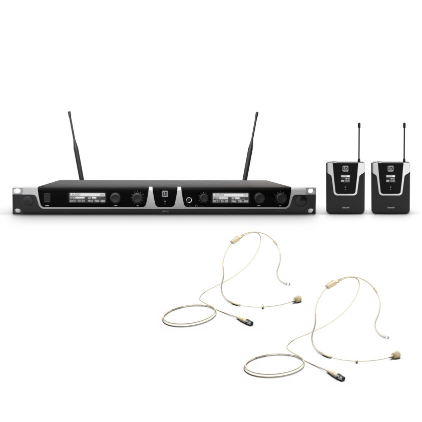 LD Systems U508 BPHH 2 Draadloos microfoonsysteem met 2 x bodypack en 2 x headset beige 823 - 832 MH - 863 - 865 MHz