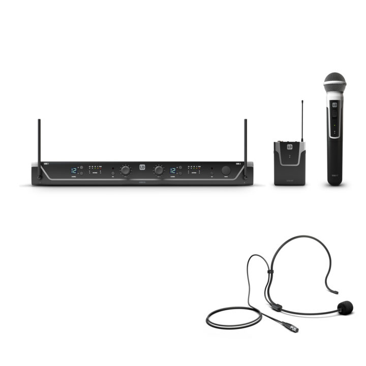 LD systems U308 HBH 2 draadloze headset en handheld microfoon 863 - 865 MHz + 823 - 832 MHz