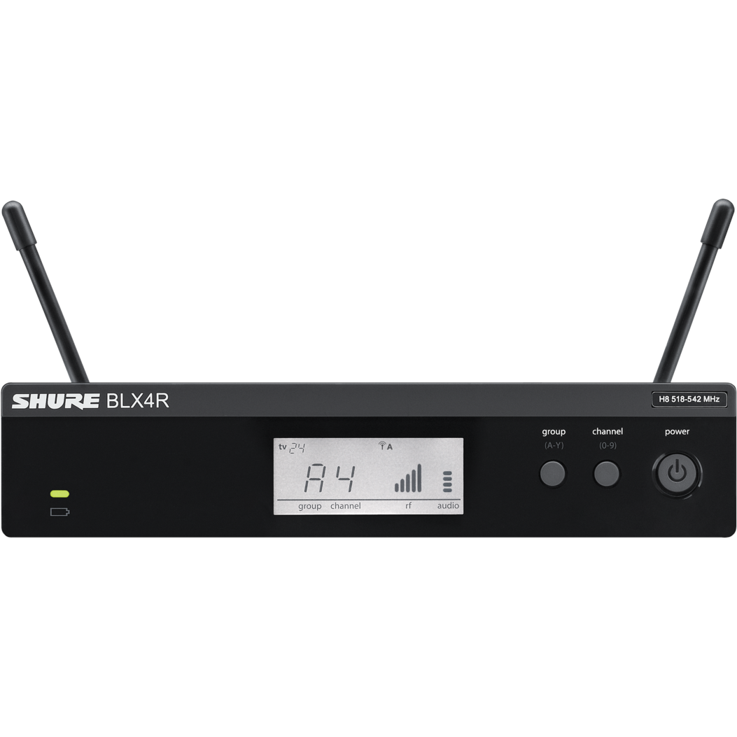Shure BLX4RE-H8E draadloze ontvanger met rackmount (518 - 542 MHz)