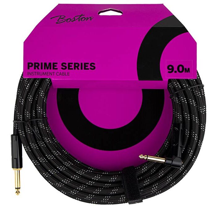 Boston GCRB-90A Prime Series woven jacket instrumentkabel jack–haakse jack 9 meter black tweed