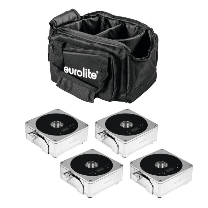 EUROLITE Set 4x AKKU IP Flat Light 1 chrome + Soft Bag