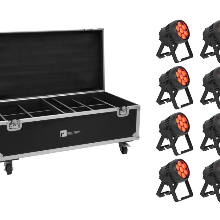 EUROLITE Set 8x AKKU IP PAR 7 QCL CRMX MK2 + Case with charging function