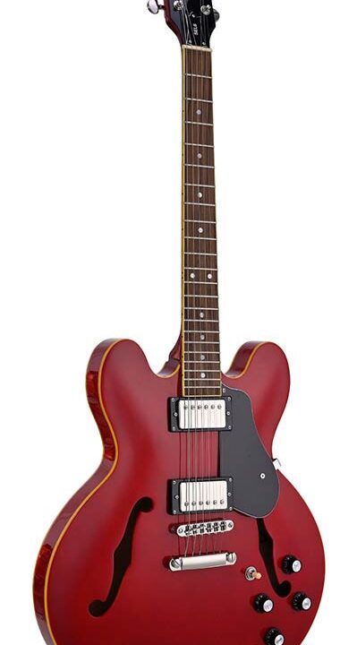SEL6TRD SX archtop guitar with maple body and dot inlay transparent red