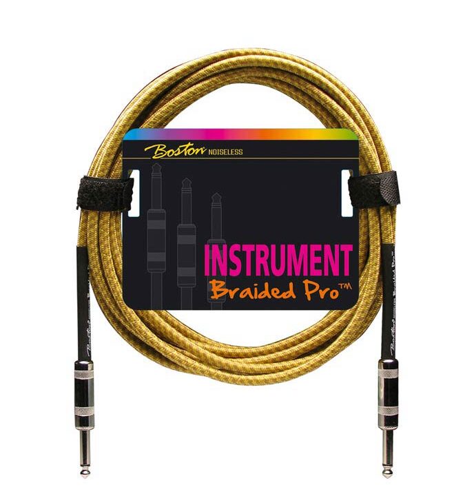 Boston GC-262-3 Braided Pro Instrumentenkabel – 6.3 mm Jack Recht – Vintage Tweed
