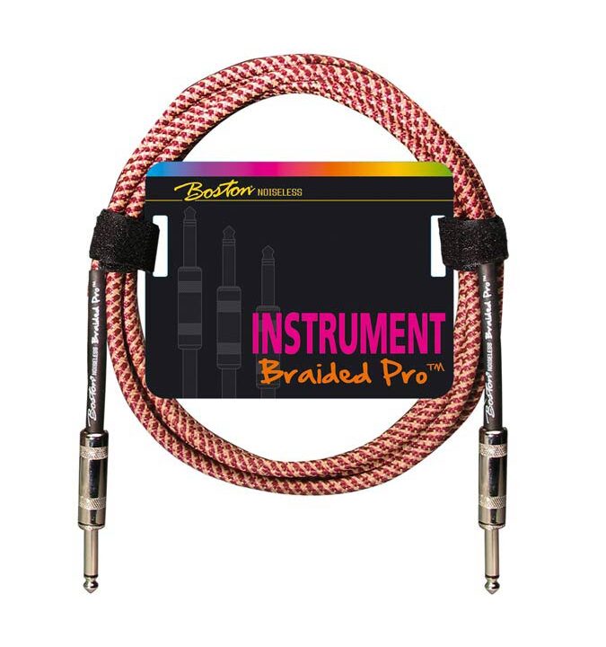 Boston GC-264-6 Braided Pro Instrumentenkabel – 6.3 mm Jack Recht – Vintage Oxblood