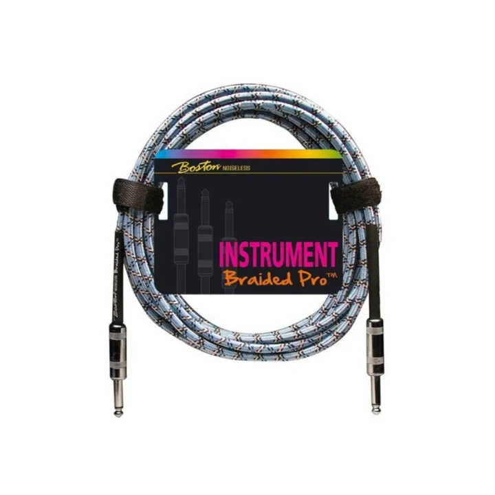 Boston GC-266-6 Braided Pro Instrumentenkabel 6.3 mm Jack Recht Vintage Blauw
