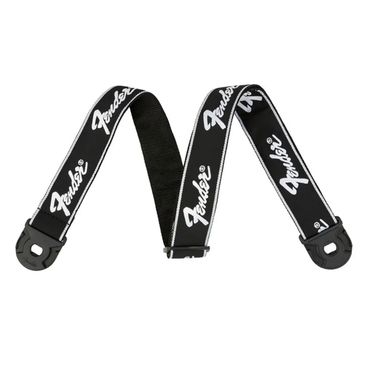 Fender 990629008 2 gitaarband zwart met witte lopende logo