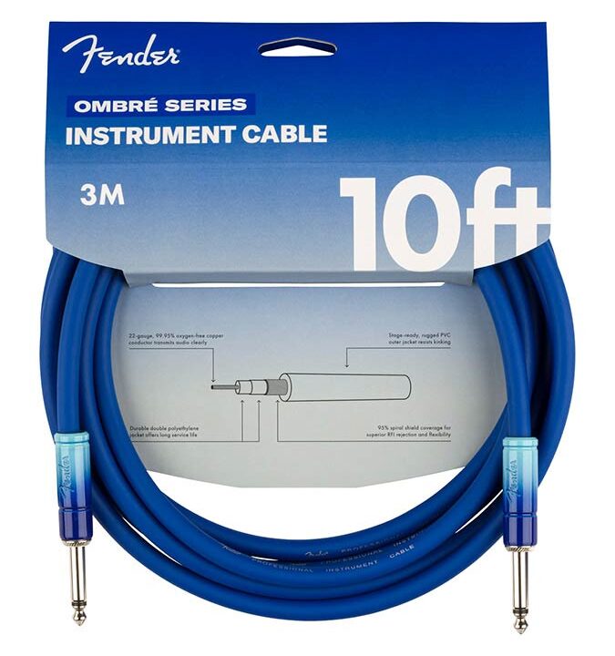 Fender Ombré Cable instrumentkabel 3 meter Belair Blue